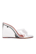 AMINA MUADDI Lupita Glass Wedge in Transparent, view 1, click to view large image.