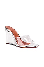 AMINA MUADDI Lupita Glass Wedge in Transparent, view 2, click to view large image.