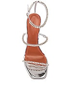 AMINA MUADDI Gilda Glass Sandal in Transparent & White Crystal, view 4, click to view large image.