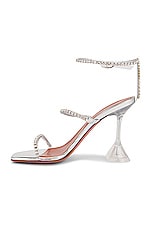 AMINA MUADDI Gilda Glass Sandal in Transparent & White Crystal, view 5, click to view large image.