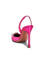 AMINA MUADDI Camelia Satin 105 Sling Heel in Pink, view 3, click to view large image.