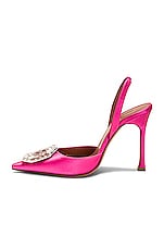 AMINA MUADDI Camelia Satin 105 Sling Heel in Pink, view 5, click to view large image.