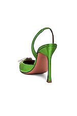 AMINA MUADDI Camelia Satin 105 Sling Heel in Light Jungle, view 3, click to view large image.
