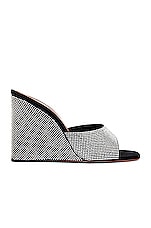 AMINA MUADDI Lupita Suede Crystal Wedge in Black & White Crystals, view 1, click to view large image.