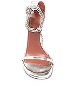AMINA MUADDI Giorgia Crystal Sandal in Mirror Silver & White, view 4, click to view large image.