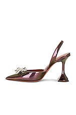 AMINA MUADDI Rosie Patent Sling Heel in Winter Nude, view 5, click to view large image.