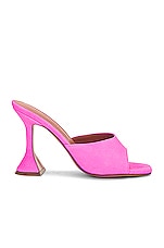 AMINA MUADDI Lupita Suede Slipper Mule in Fluo Pink, view 1, click to view large image.