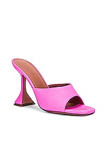AMINA MUADDI Lupita Suede Slipper Mule in Fluo Pink, view 2, click to view large image.