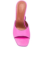 AMINA MUADDI Lupita Suede Slipper Mule in Fluo Pink, view 4, click to view large image.