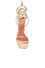 AMINA MUADDI Vita Crystal Sandal in Nappa Gold & White, view 4, click to view large image.