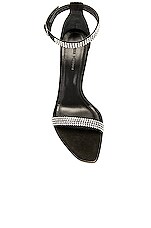 AMINA MUADDI Kim Suede Crystal Sandal in Black & White Crystals, view 4, click to view large image.