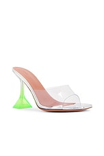 AMINA MUADDI Lupita Glass 95 Slipper Mule In Transparent &amp; Fluo Green Ombre in Transparent & Fluo Green Ombre, view 2, click to view large image.