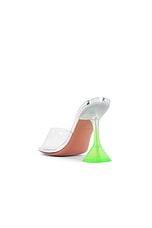 AMINA MUADDI Lupita Glass 95 Slipper Mule In Transparent &amp; Fluo Green Ombre in Transparent & Fluo Green Ombre, view 3, click to view large image.