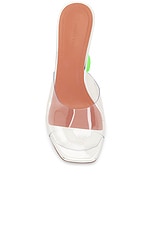 AMINA MUADDI Lupita Glass 95 Slipper Mule In Transparent &amp; Fluo Green Ombre in Transparent & Fluo Green Ombre, view 4, click to view large image.