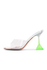 AMINA MUADDI Lupita Glass 95 Slipper Mule In Transparent &amp; Fluo Green Ombre in Transparent & Fluo Green Ombre, view 5, click to view large image.