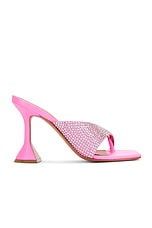 AMINA MUADDI Shiona 95 Slipper In Fluo Pink &amp; White Crystals in Fluo Pink & White Crystals, view 1, click to view large image.