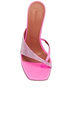 AMINA MUADDI Shiona 95 Slipper In Fluo Pink &amp; White Crystals in Fluo Pink & White Crystals, view 4, click to view large image.