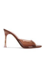 AMINA MUADDI Alexa 95 Glass Slipper Mule in Mocha, view 1, click to view large image.