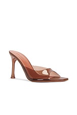 AMINA MUADDI Alexa 95 Glass Slipper Mule in Mocha, view 2, click to view large image.