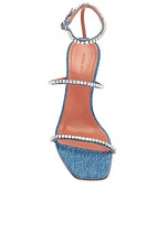 AMINA MUADDI Gilda 95 Sandal in Denim & White Crystal, view 4, click to view large image.