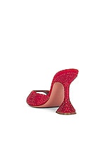 AMINA MUADDI Caroline Crystal Suede Slipper Mule in Red & Light Siam, view 3, click to view large image.