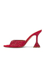 AMINA MUADDI Caroline Crystal Suede Slipper Mule in Red & Light Siam, view 5, click to view large image.