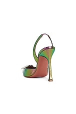 AMINA MUADDI Camelia Sling 105 Patent Pump in Petroleum Green, view 3, click to view large image.