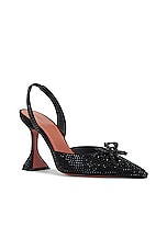 AMINA MUADDI Rosie Crystal Sling Satin Pump in Black & Jet Crystals, view 2, click to view large image.