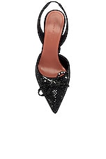 AMINA MUADDI Rosie Crystal Sling Satin Pump in Black & Jet Crystals, view 4, click to view large image.