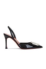 AMINA MUADDI Camelia Sling 90 Pump In Patent Black in Patent Black, view 1, click to view large image.