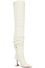 AMINA MUADDI Olivia Thigh High Nappa Boot in Almond, view 2, click to view large image.