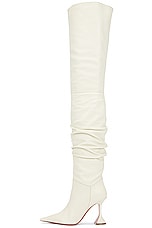 AMINA MUADDI Olivia Thigh High Nappa Boot in Almond, view 5, click to view large image.