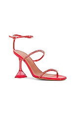 AMINA MUADDI Gilda Glass PVC Sandal in Red & Light Siam, view 2, click to view large image.