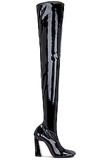 AMINA MUADDI Marine Stretch Thigh High Latex Boot in Black, view 1, click to view large image.