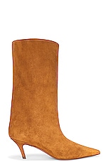 AMINA MUADDI Fiona Suede 60 Boot in Tobacco, view 1, click to view large image.
