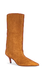 AMINA MUADDI Fiona Suede 60 Boot in Tobacco, view 2, click to view large image.