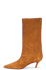 AMINA MUADDI Fiona Suede 60 Boot in Tobacco, view 5, click to view large image.