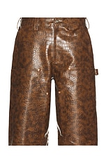 Andersson Bell Faux-Leather Double Knee Shorts in Brown | FWRD