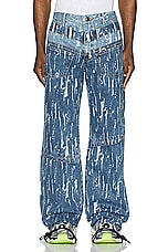 Andersson Bell Layered Wide Leg Jeans in Blue, view 3, click to view large image.