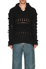 Andersson Bell Loches Flower Polo Sweater in Black, view 3, click to view large image.