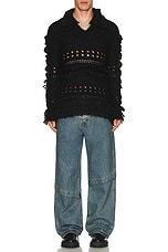 Andersson Bell Loches Flower Polo Sweater in Black, view 4, click to view large image.