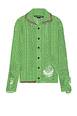 Andersson Bell Sauvage Cotton Cardigan in Green, view 1, click to view large image.