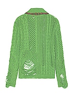 Andersson Bell Sauvage Cotton Cardigan in Green, view 2, click to view large image.