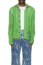 Andersson Bell Sauvage Cotton Cardigan in Green, view 3, click to view large image.