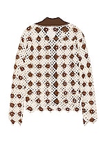 Andersson Bell Crochet Cotton Cardigan in Brown, view 2, click to view large image.