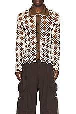 Andersson Bell Crochet Cotton Cardigan in Brown, view 3, click to view large image.