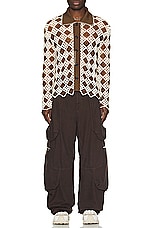 Andersson Bell Crochet Cotton Cardigan in Brown, view 4, click to view large image.