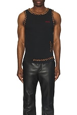 Andersson Bell June Man Waffle Sleeveless Tank in Black, view 4, click to view large image.