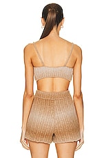 ALANUI Ice Caves Ribbed Knit Bra in Beige & Camel, view 3, click to view large image.