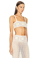 ALANUI Daisy Crochet Bra Top in White & Yellow, view 2, click to view large image.